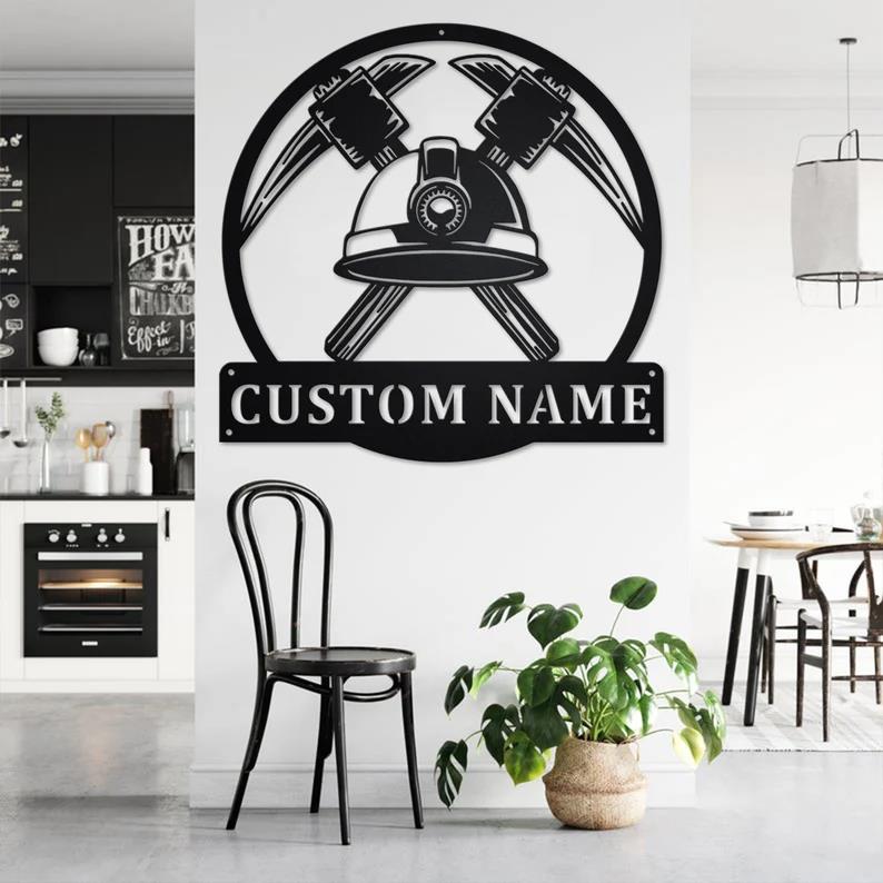 Custom Miner Worker Tools Metal Wall Art