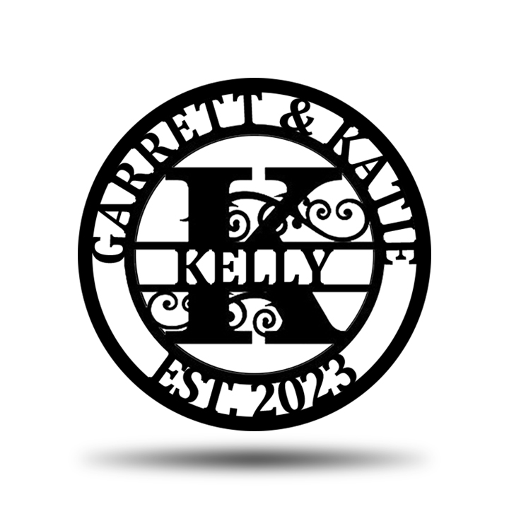 Personalized Wedding Anniversary Family Name Monogram Metal Sign