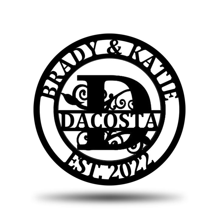 Personalized Wedding Anniversary Family Name Monogram Metal Sign