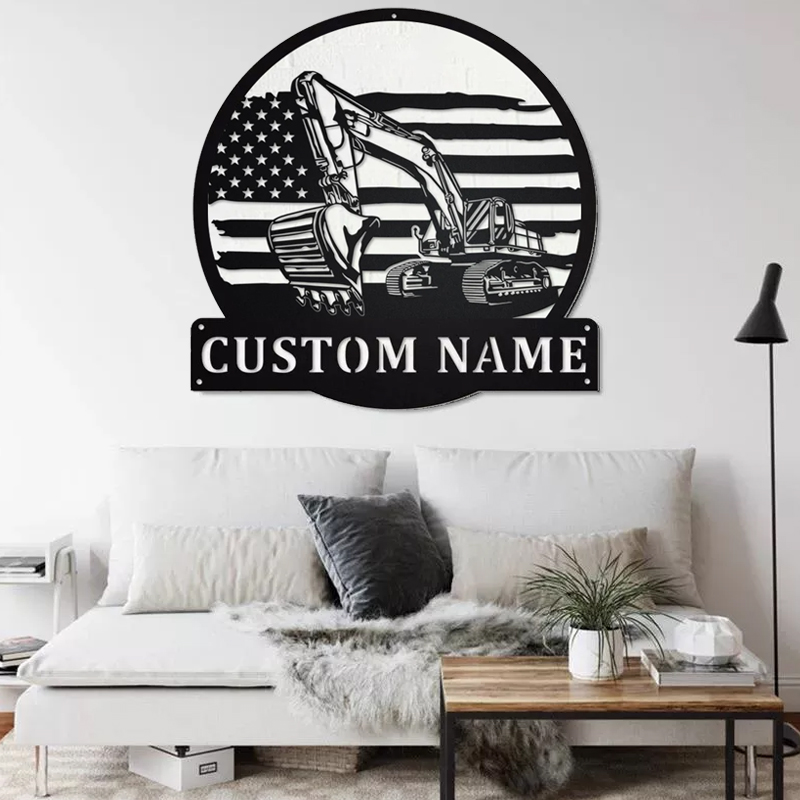 Custom Excavator Metal Wall Art