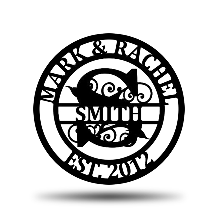 Personalized Wedding Anniversary Family Name Monogram Metal Sign