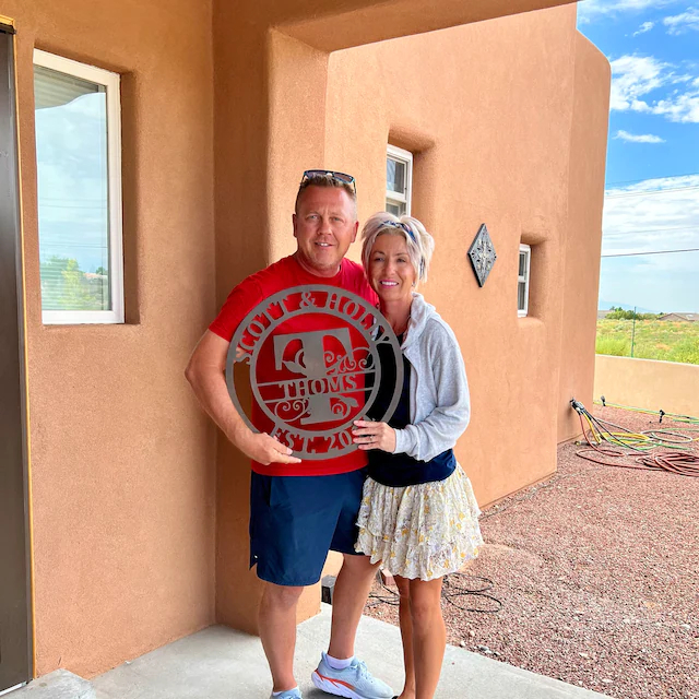 Personalized Wedding Anniversary Family Name Monogram Metal Sign