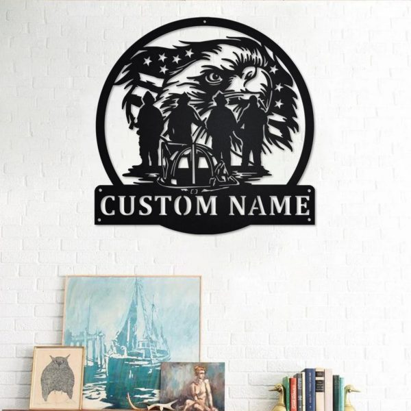 Personalized US Firefighter Metal Sign Fire Department Decor Gift for Fireman
