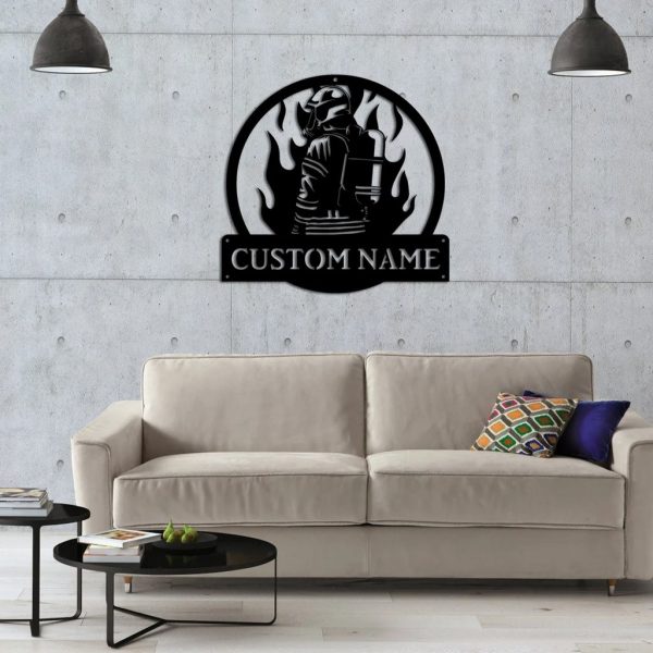 Personalized Fireman Firefighter Metal Sign Custom Name Fire Fighter Gift for Man