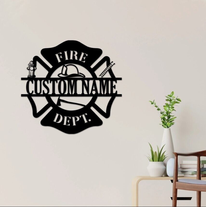 Personalized US Firefighter Metal Sign Fire Department Decor Gift for Fireman|ST371