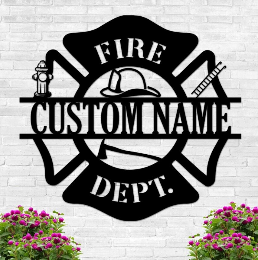 Personalized US Firefighter Metal Sign Fire Department Decor Gift for Fireman|ST371