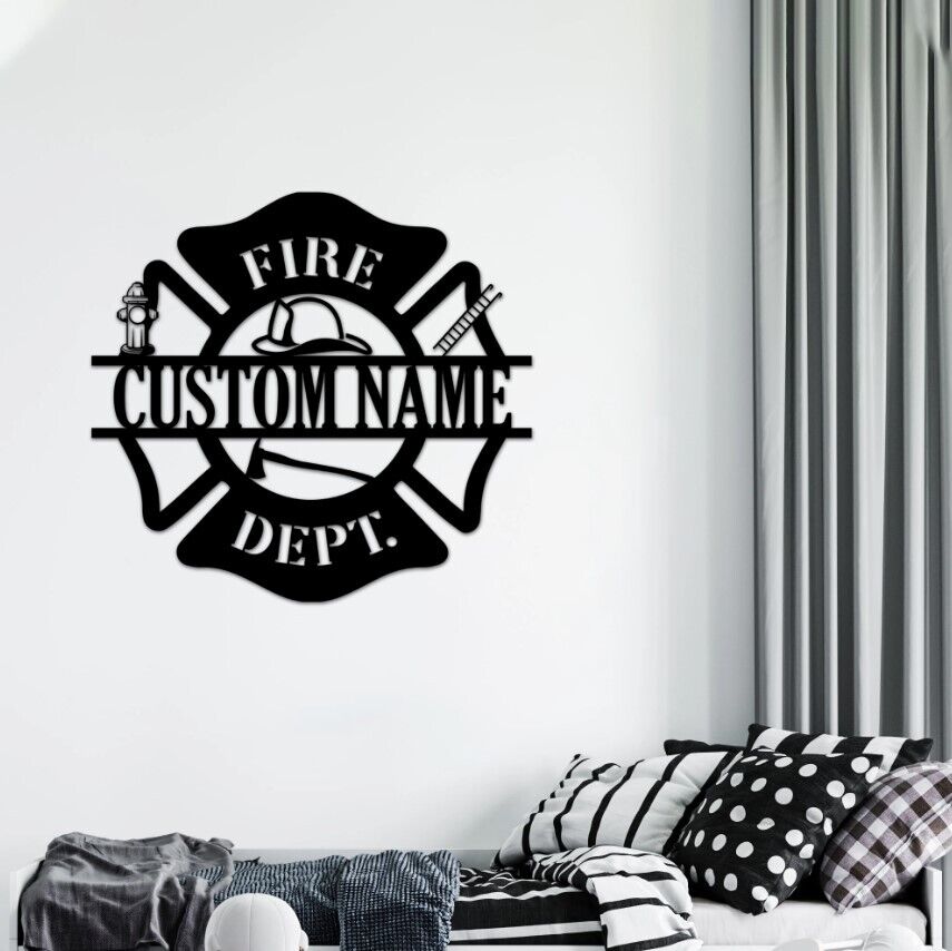 Personalized US Firefighter Metal Sign Fire Department Decor Gift for Fireman|ST371