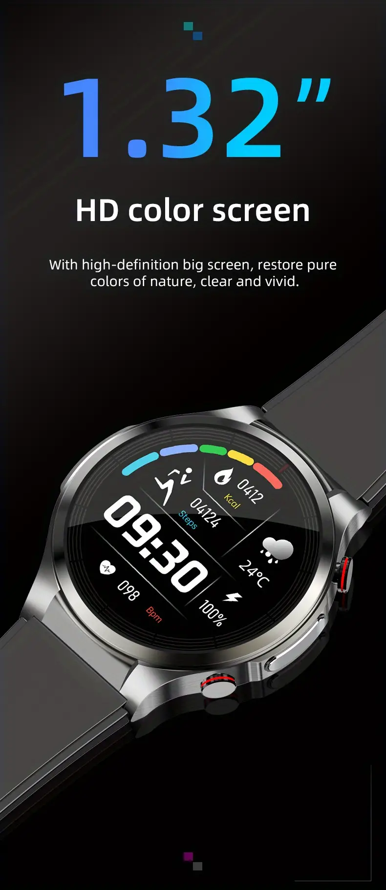 non invasive blood glucose ecg blood pressure heart rate body temperature sports smart watch details 2