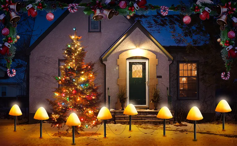 10pcs mini solar mushroom lights outdoor solar garden light waterproof cute mushroom shaped flower lights for pathway landscape yard patio garden party wedding festival decoration details 3