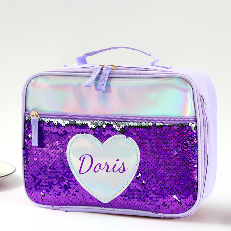 Personalized Name Sequin Kids Lunch Bag