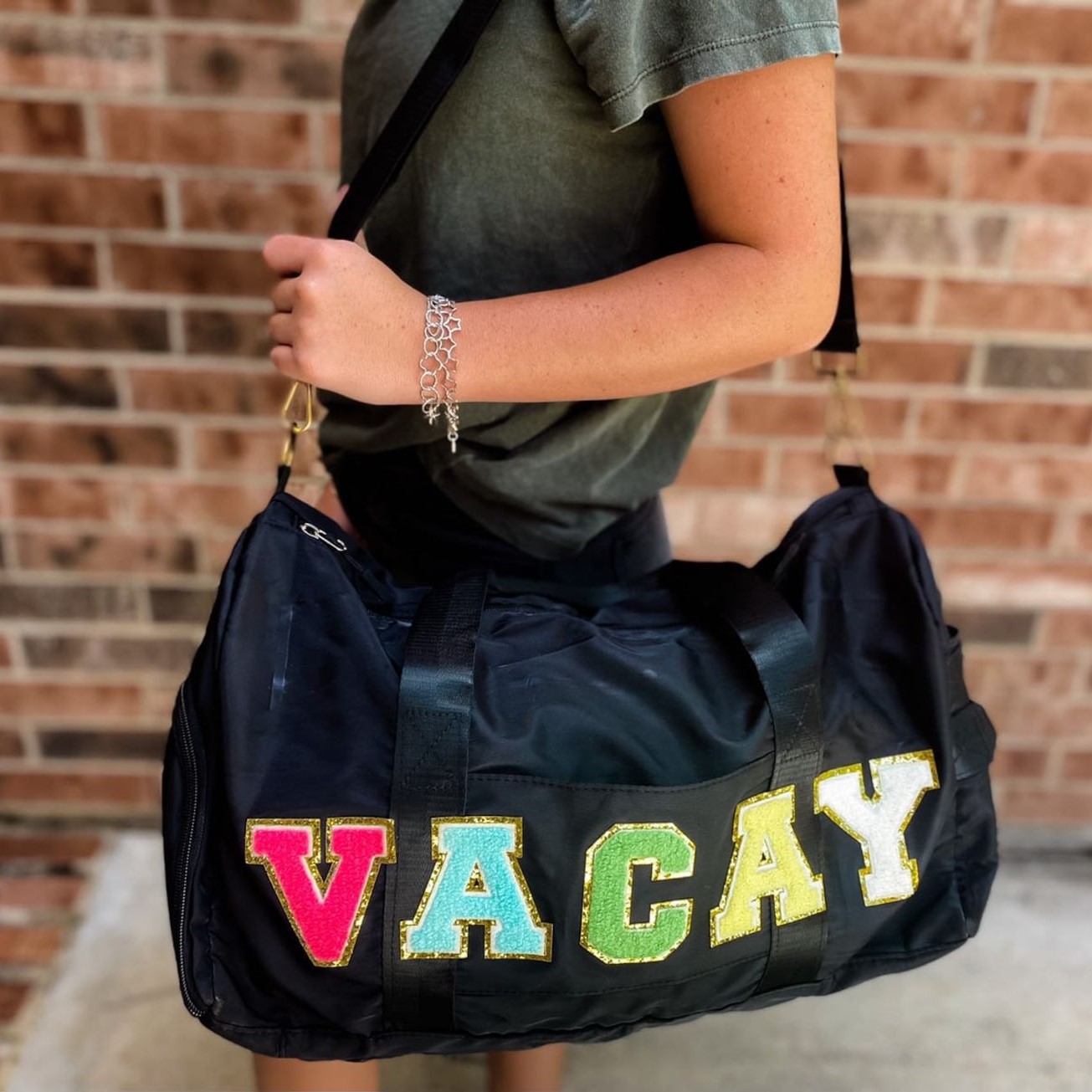 Personalized Varsity Letter Color Duffle Bag