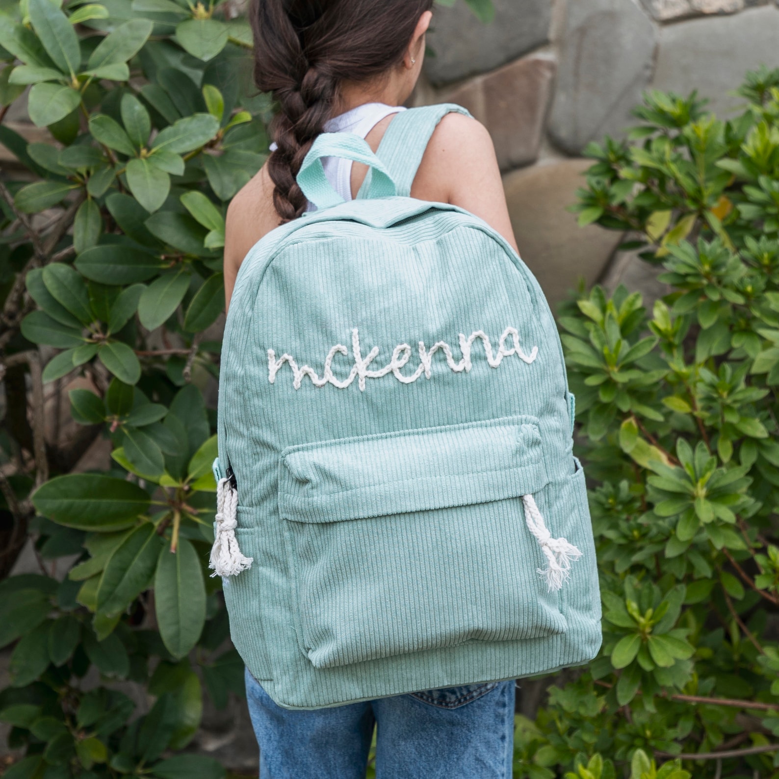 Personalized Hand Embroidery Color School Backpack