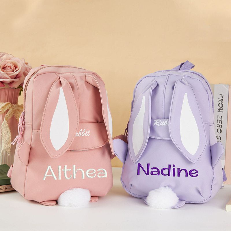 Personalised Bunny Plush Backpack Custom Bunny Bag Kids 