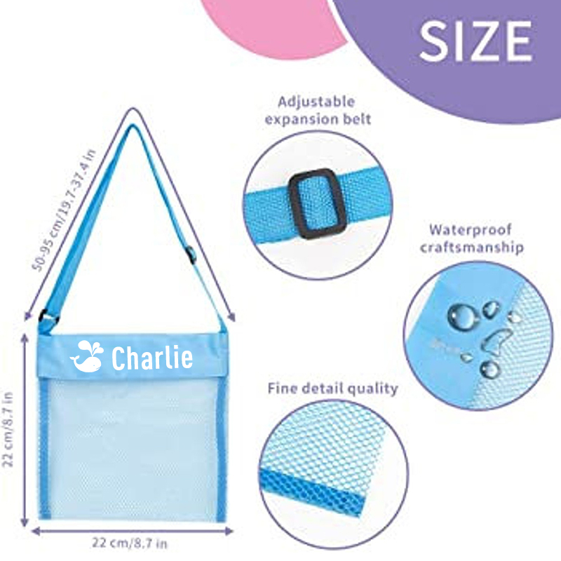 Personalized Seashell Zipper Mesh Beach Bag