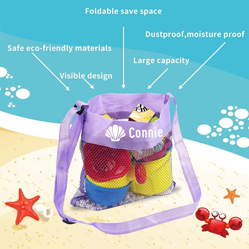 Personalized Seashell Zipper Mesh Beach Bag