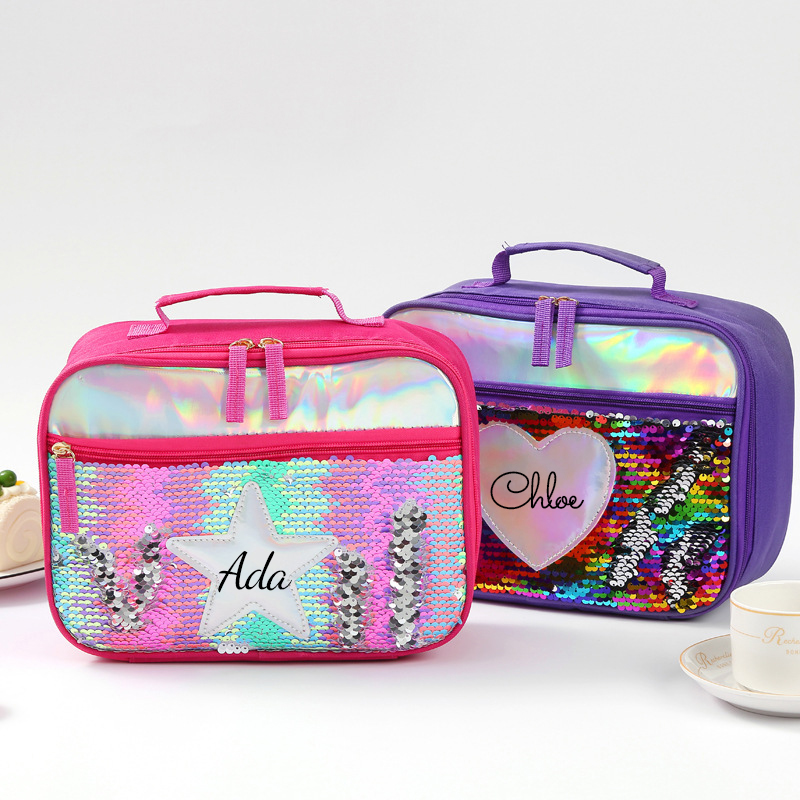 Personalized Name Sequin Kids Lunch Bag