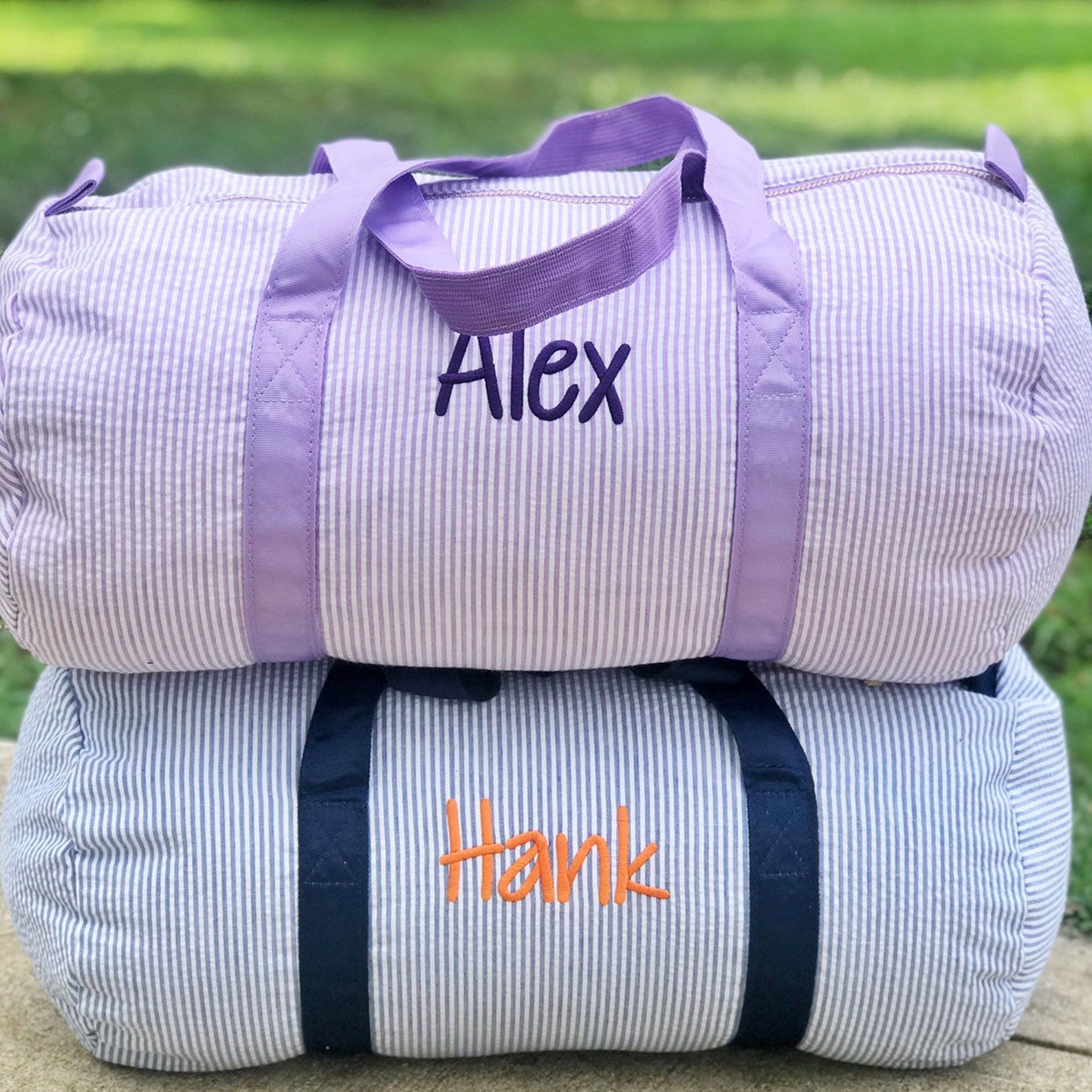 Personalized Embroidery Seersucker Duffle Bag