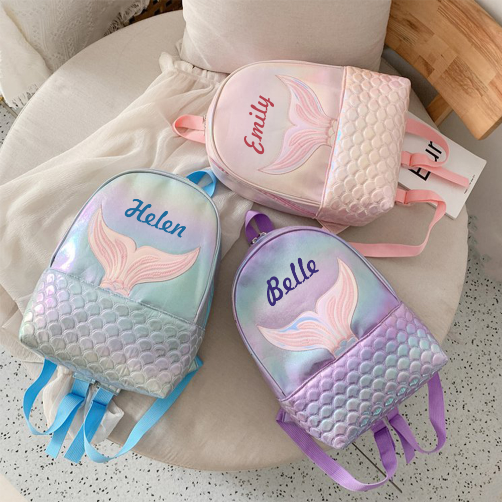 Personalized Mermaid Embroidered Backpack