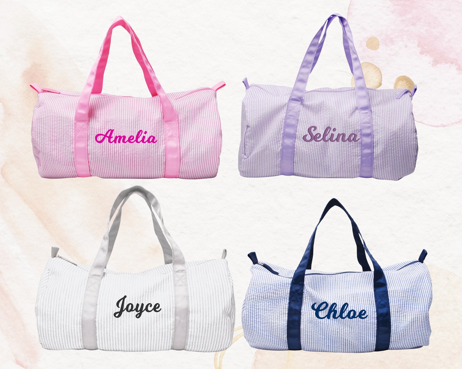 Personalized Embroidery Seersucker Duffle Bag