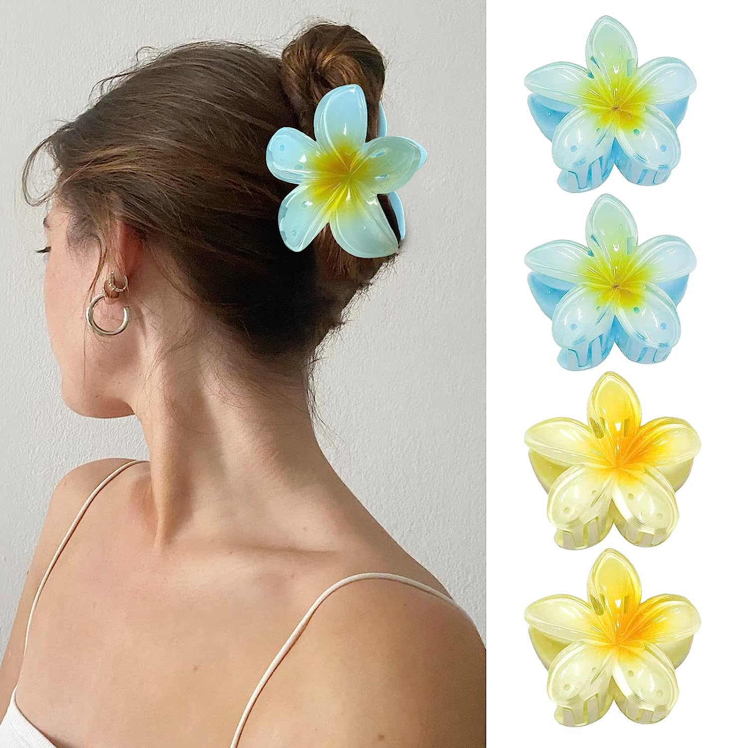 2023 New Hawaiian Flower Claw Hair Clip 4PCS