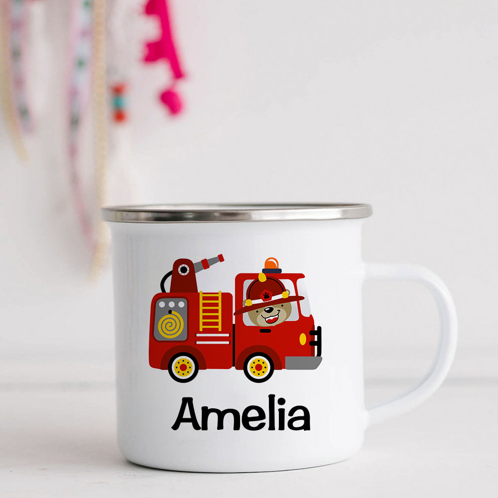 Personalised 12oz Fire Truck Mugs for Kids  | KidMug25