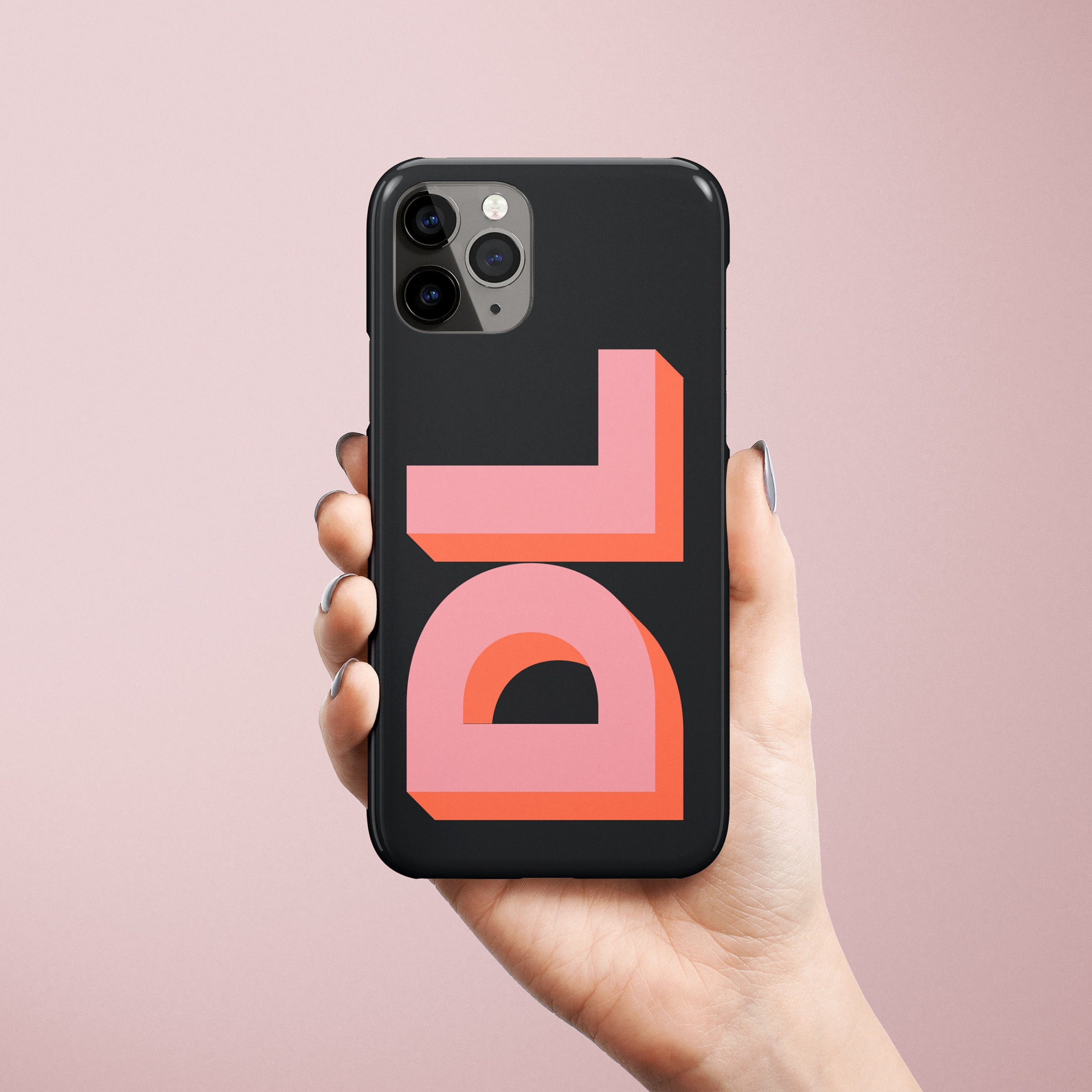 Personalised Phone Cover Case with Chenille Glitter Varsity Initial Patch | OFCase002