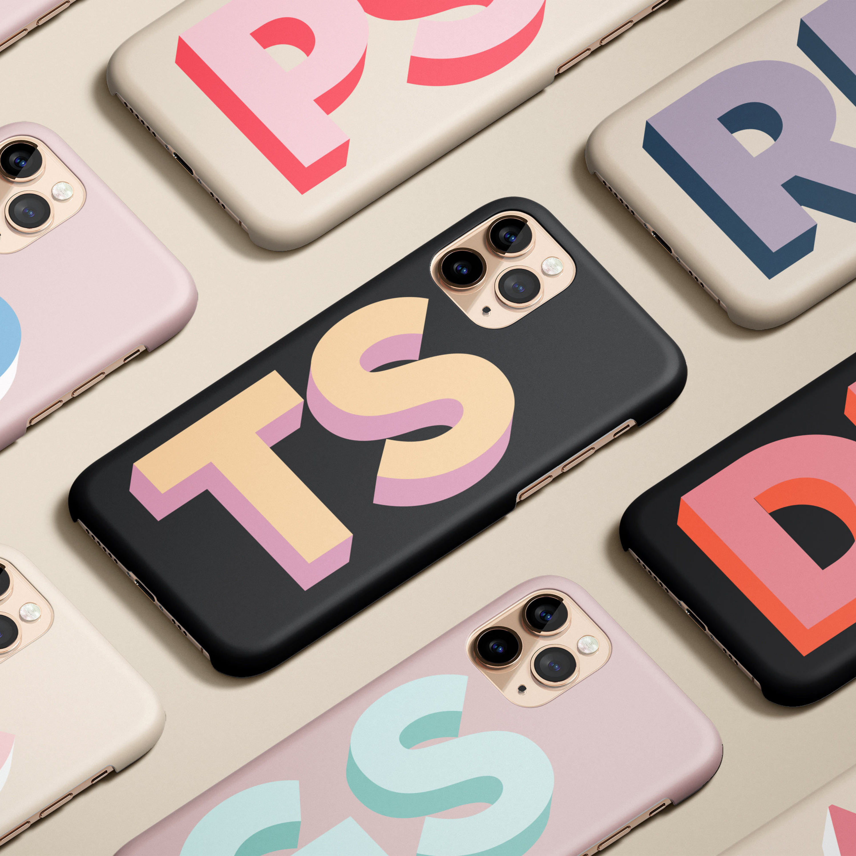 Personalised Phone Cover Case with Chenille Glitter Varsity Initial Patch | OFCase002