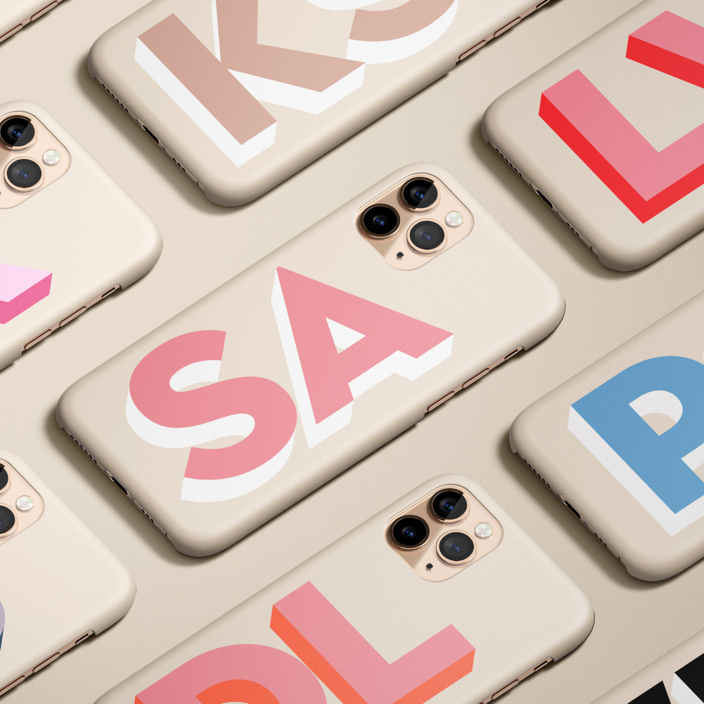 Personalised Phone Cover Case with Chenille Glitter Varsity Initial Patch | OFCase002