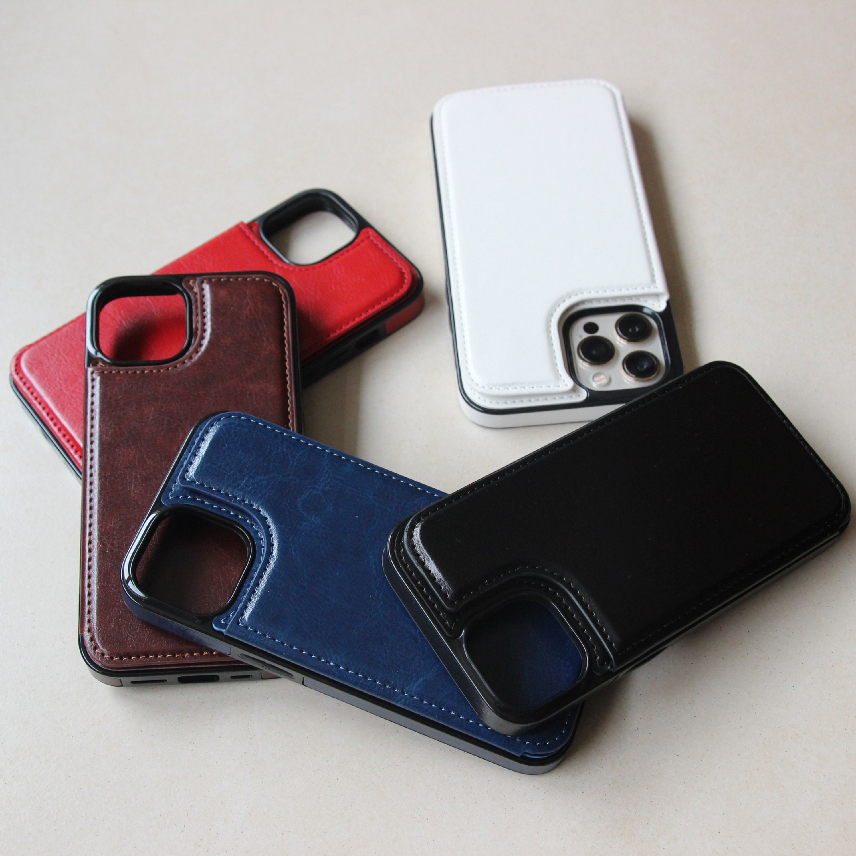 Personalized Leather Card Holder Phone Case | OFCase046