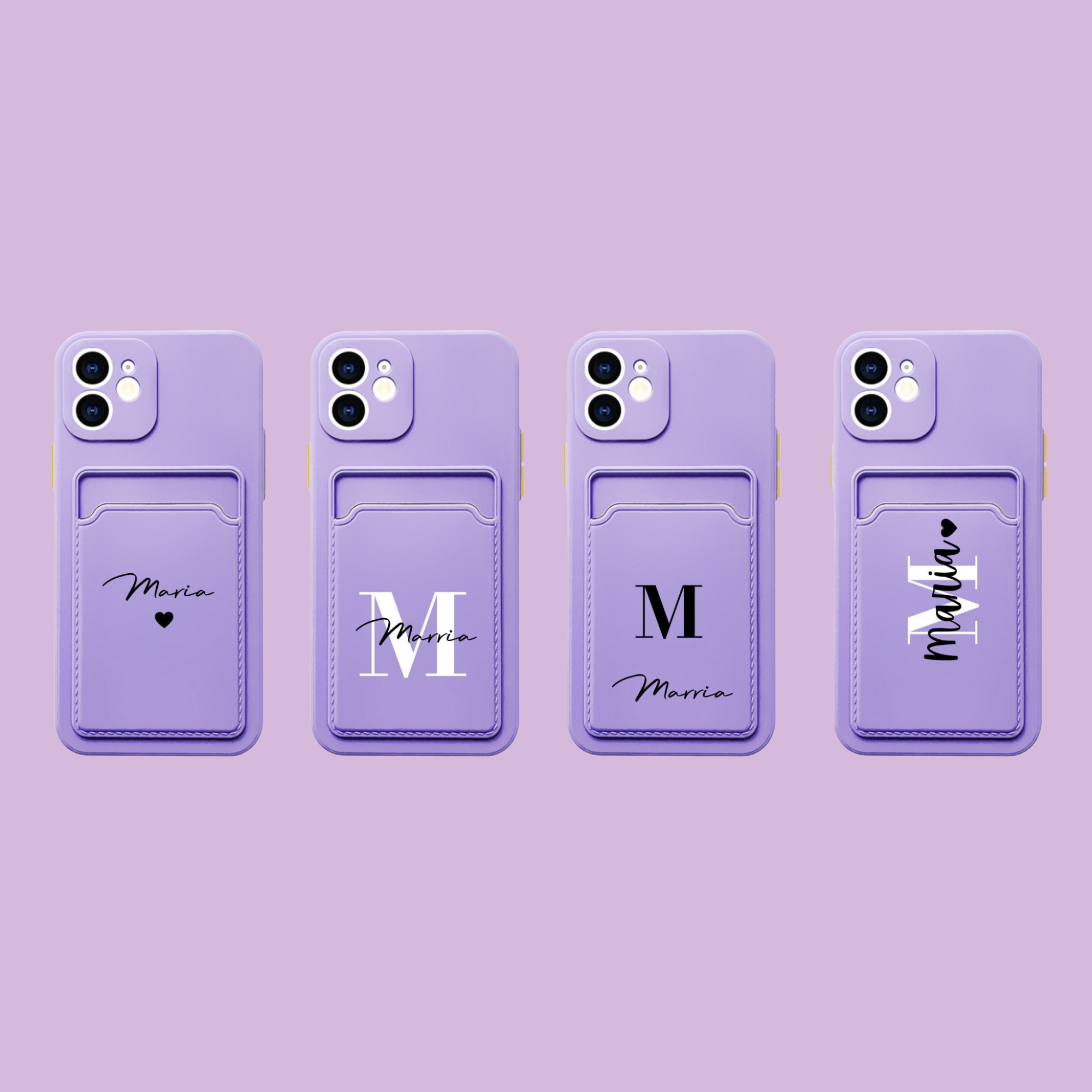 Personalized Pastel Liquid Silicone Phone Case with Card Holder | OFCase83