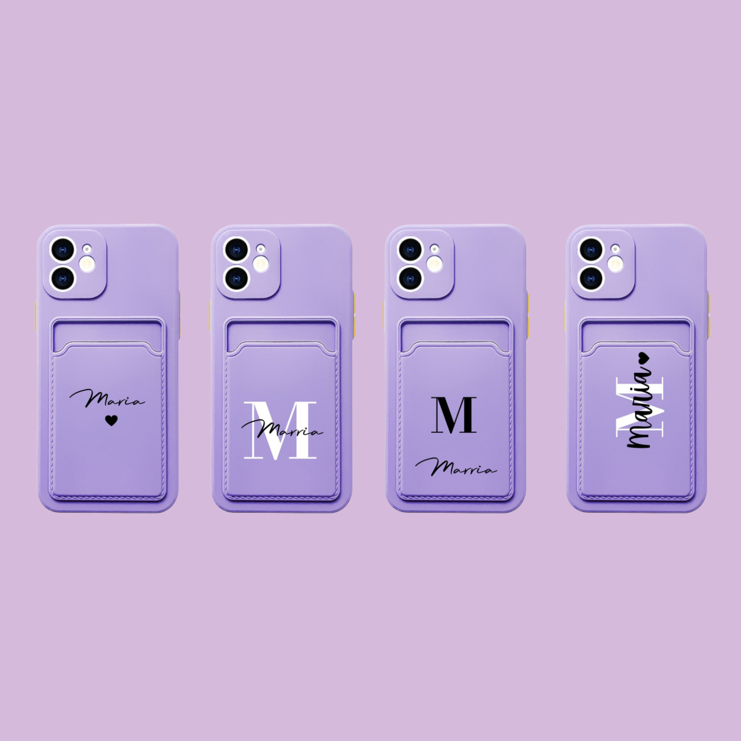 Personalized Pastel Liquid Silicone Phone Case with Card Holder | OFCa