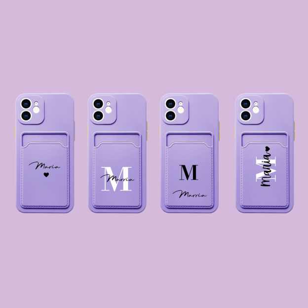 Personalized Pastel Liquid Silicone Phone Case with Card Holder | OFCase83