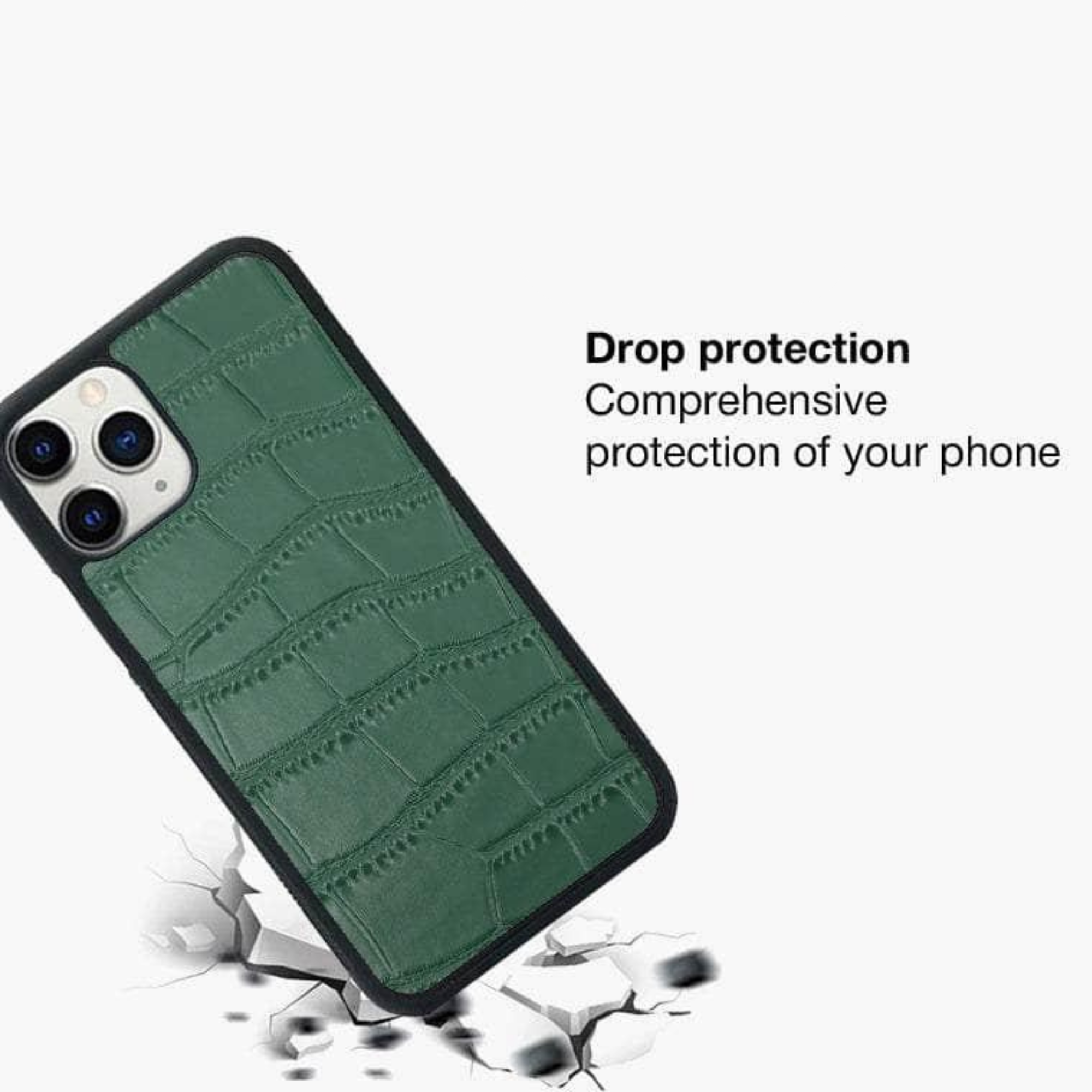 Personalized Black Croc Leather Phone Case | OFCase85