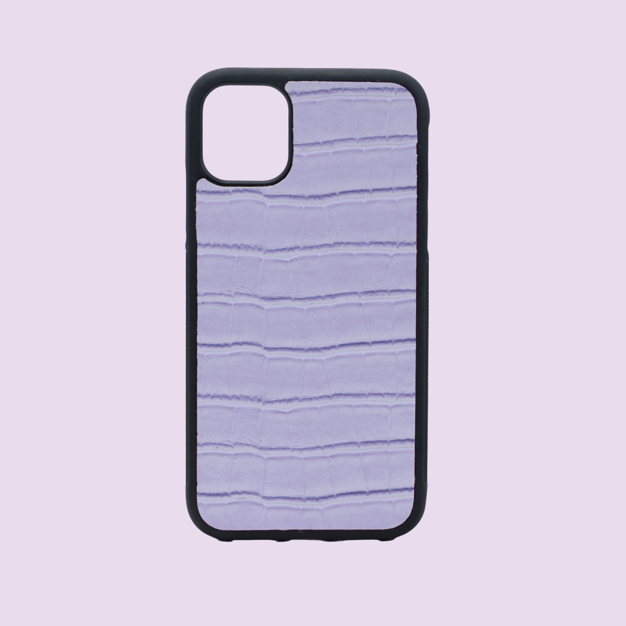 Personalized Black Croc Leather Phone Case | OFCase85