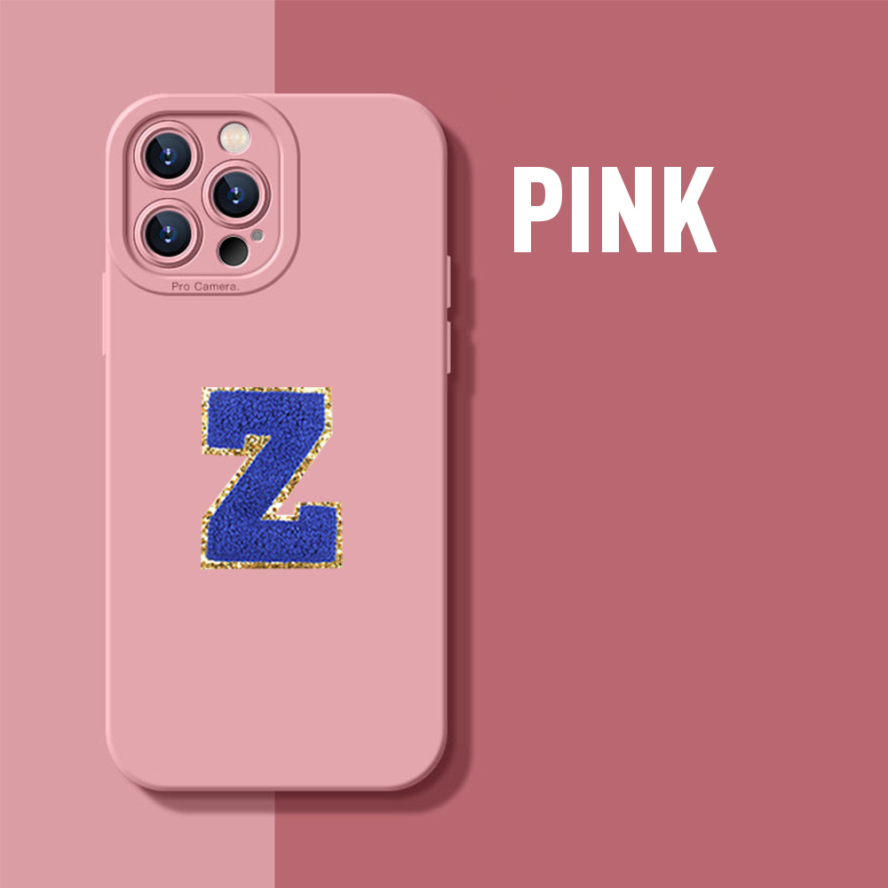 Personalised Phone Cover Case with Chenille Glitter Varsity Initial Patch | OLS001