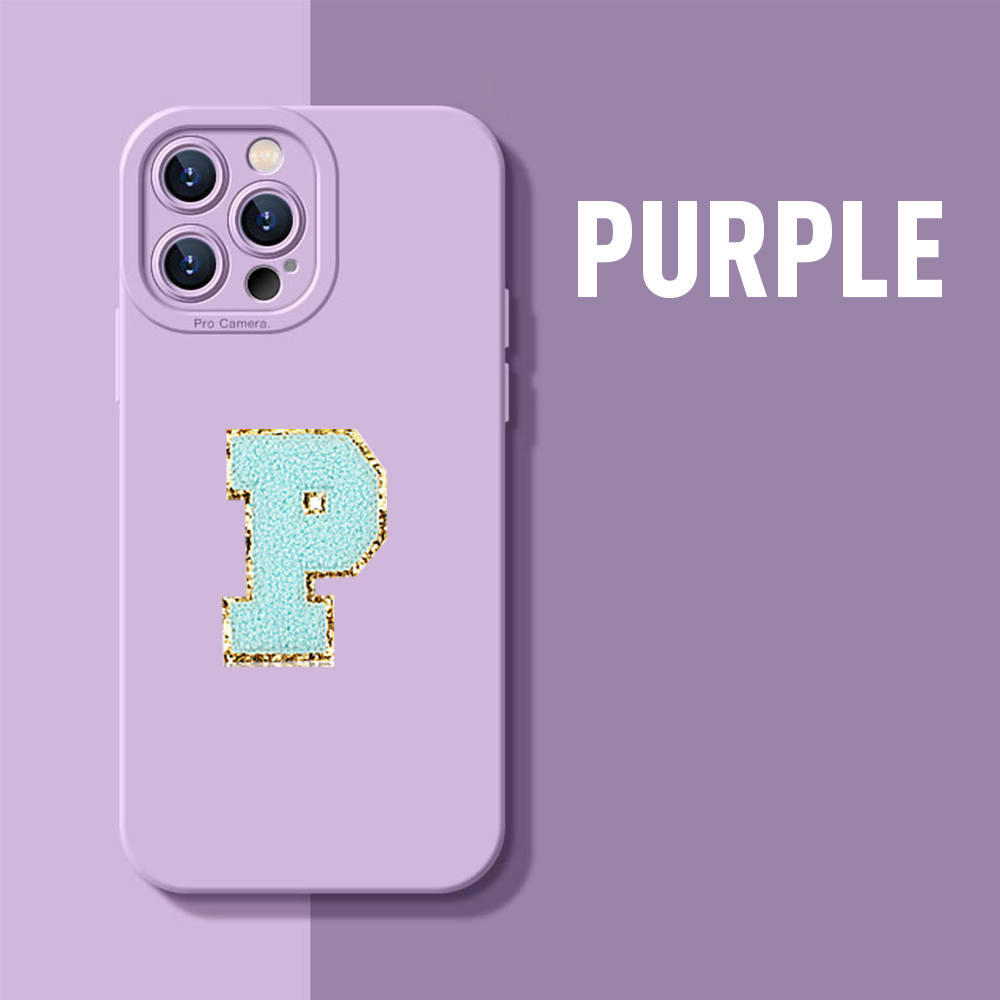 Personalised Phone Cover Case with Chenille Glitter Varsity Initial Patch | OLS001