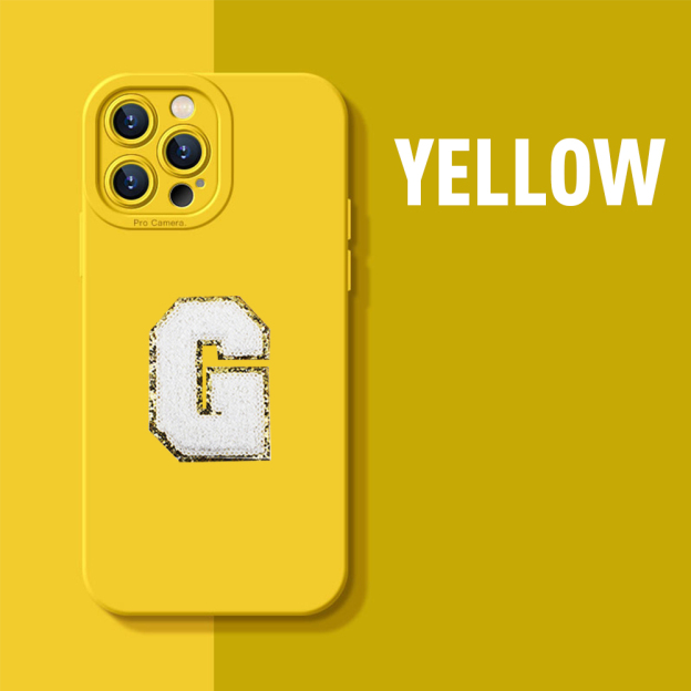 Personalised Phone Cover Case with Chenille Glitter Varsity Initial Patch | OLS001