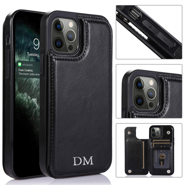 Personalized Leather Card Holder Phone Case | OFCase046