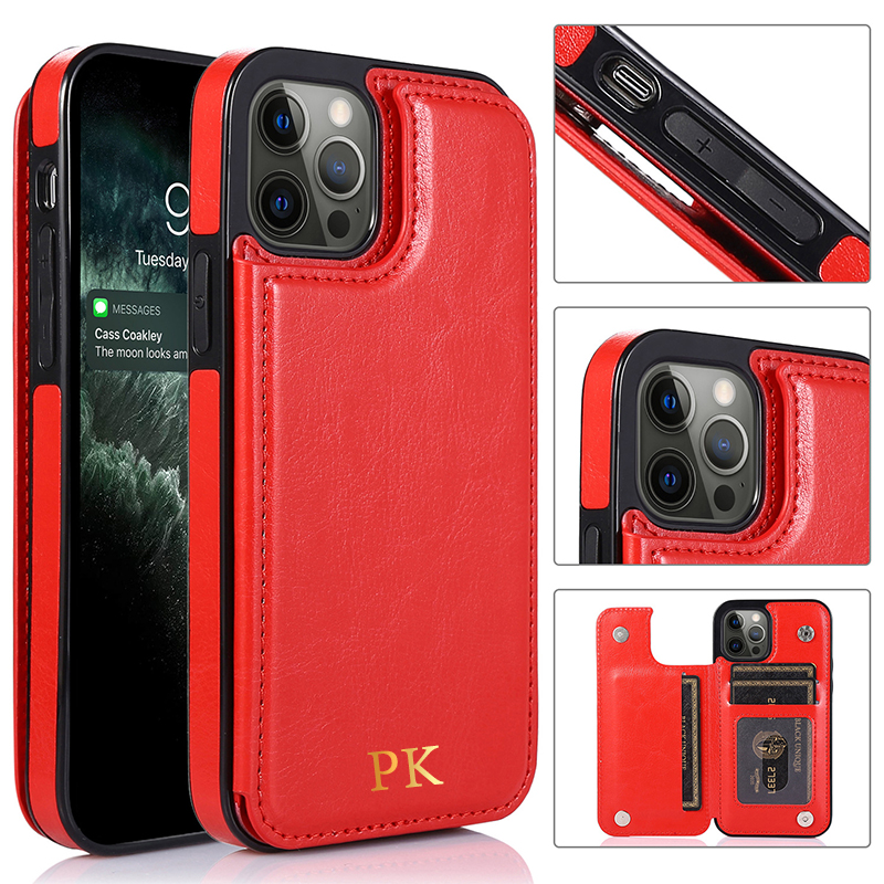 Personalized Leather Card Holder Phone Case | OFCase046