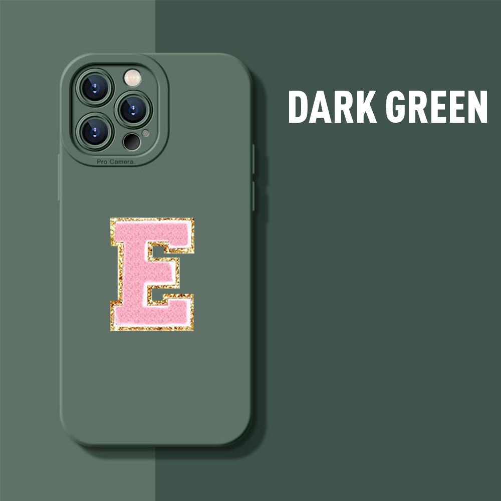 Personalised Phone Cover Case with Chenille Glitter Varsity Initial Patch | OLS001