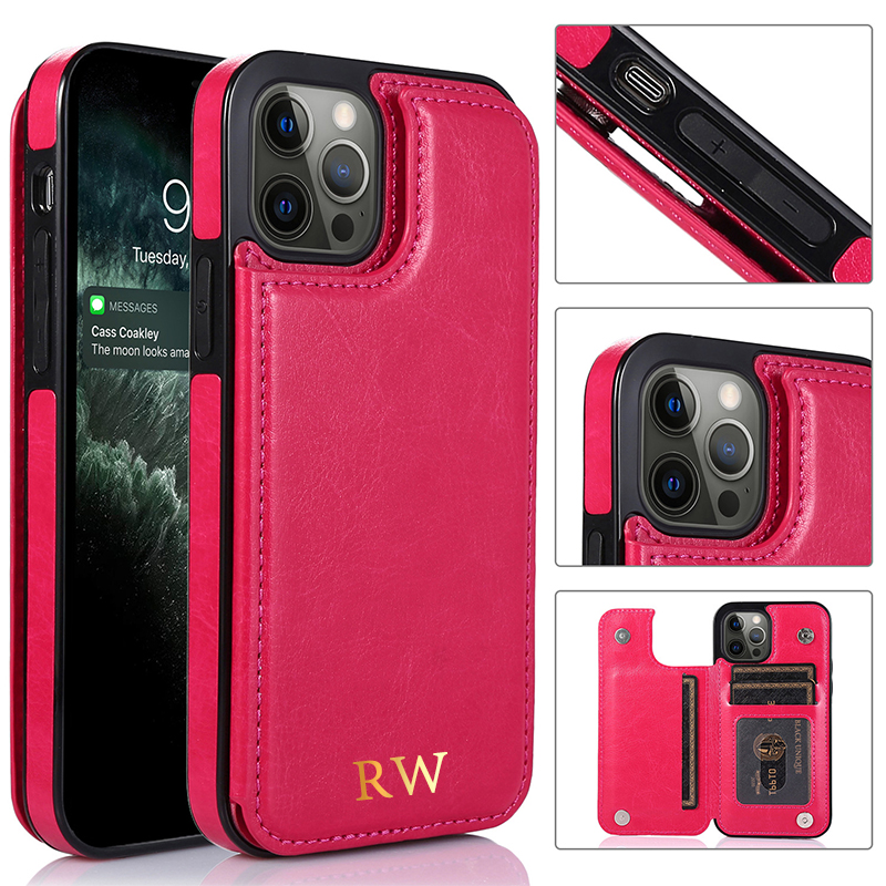Personalized Leather Card Holder Phone Case | OFCase046