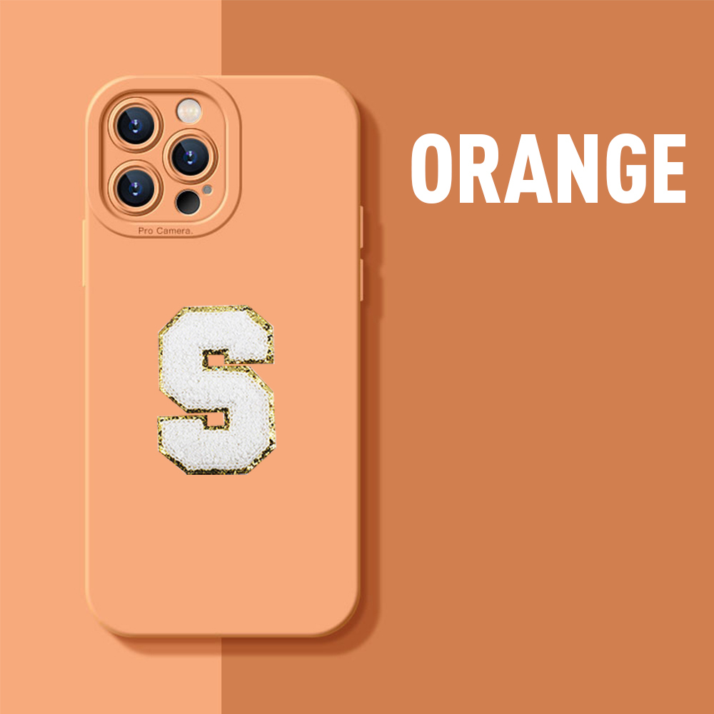 Personalised Phone Cover Case with Chenille Glitter Varsity Initial Patch | OLS001