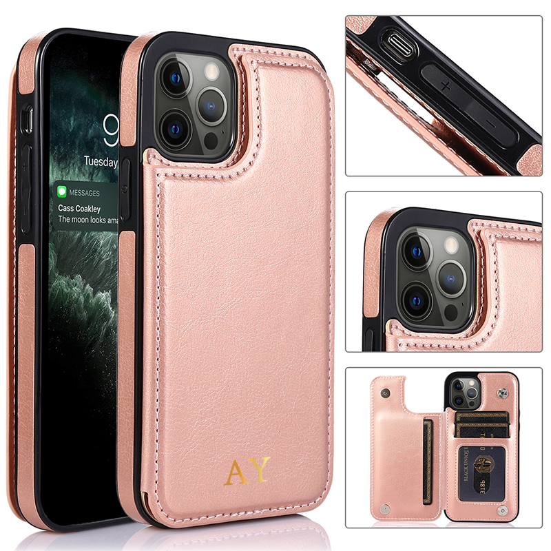 Personalized Leather Card Holder Phone Case | OFCase046