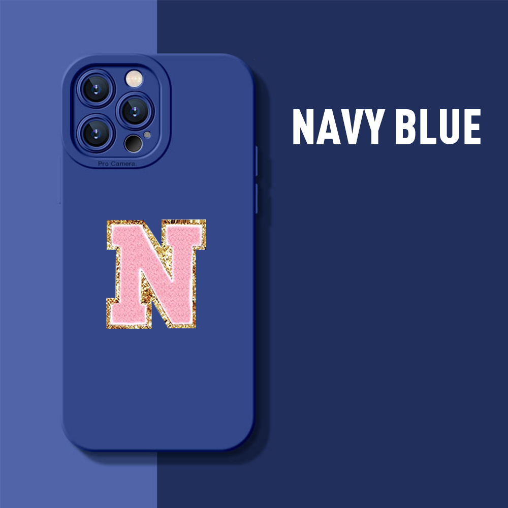 Personalised Phone Cover Case with Chenille Glitter Varsity Initial Patch | OLS001