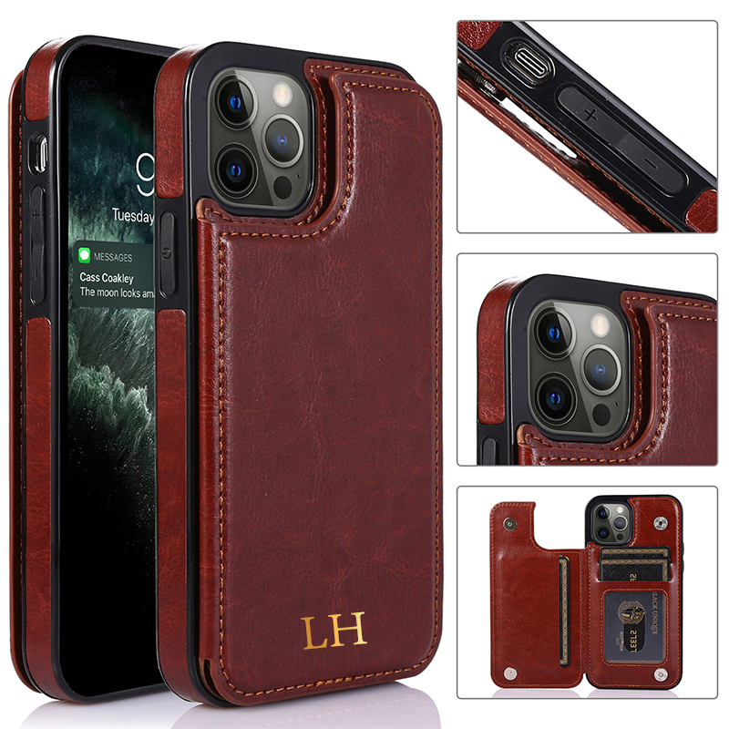 Personalized Leather Card Holder Phone Case | OFCase046