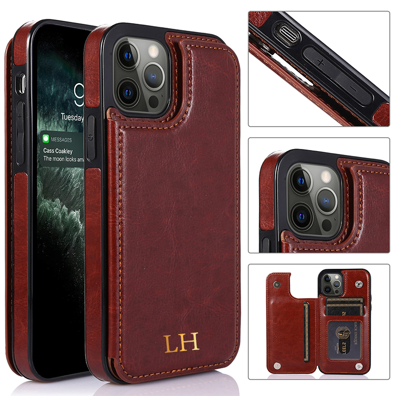 Personalized Leather Card Holder Phone Case | OFCase046