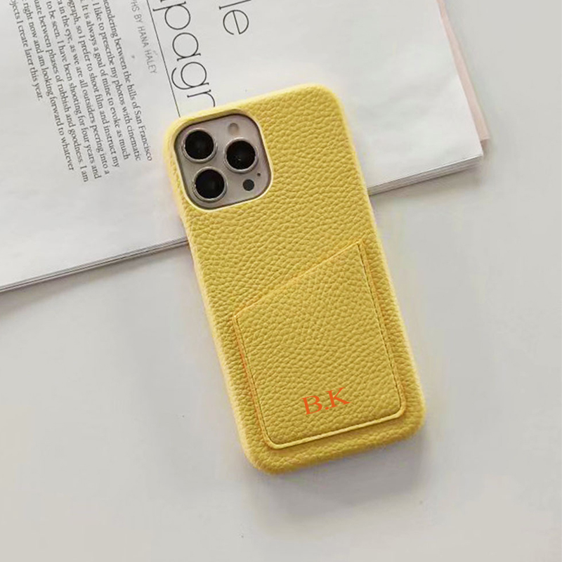 Personalised Monogram Initials Luxury Leather Phone Case with Card Pocket | OFCase088