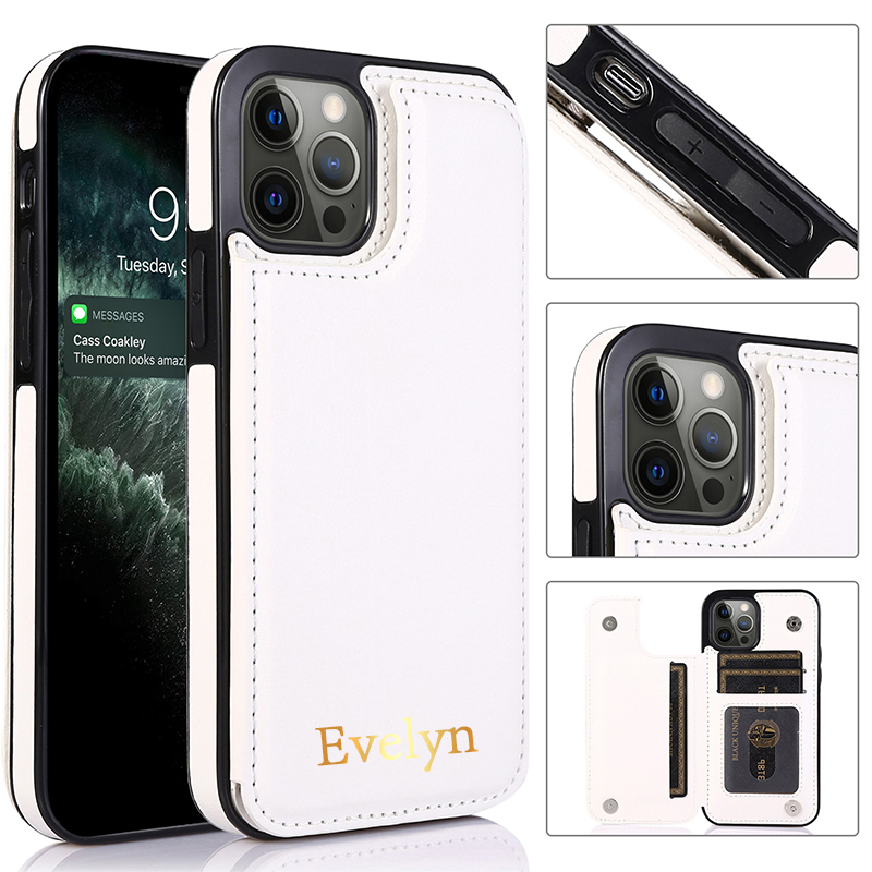 Personalized Leather Card Holder Phone Case | OFCase046