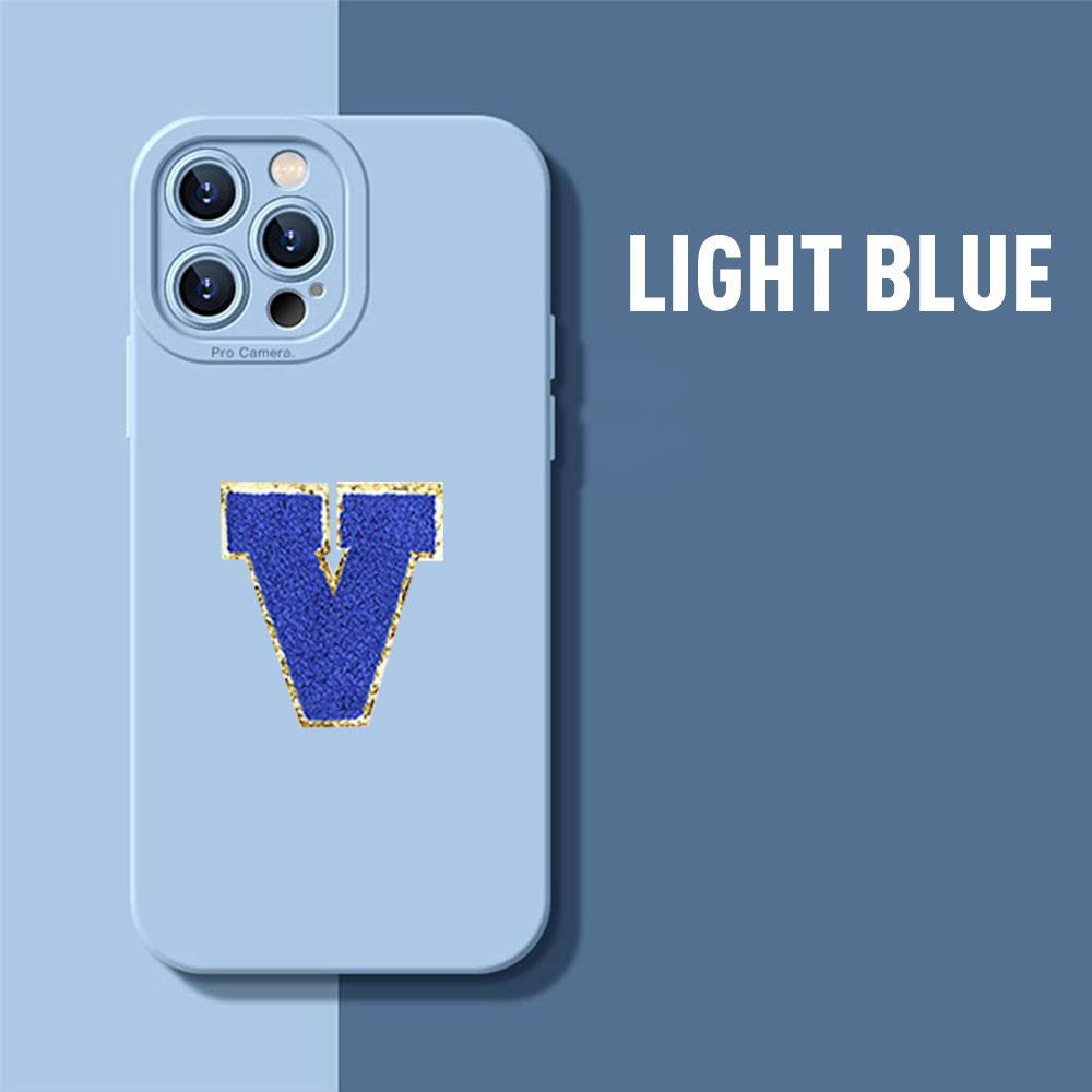 Personalised Phone Cover Case with Chenille Glitter Varsity Initial Pa