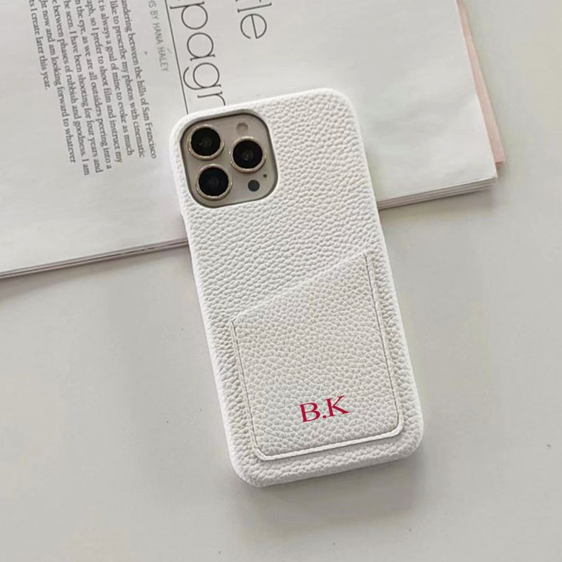 Personalised Monogram Initials Luxury Leather Phone Case with Card Pocket | OFCase088